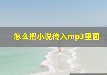 怎么把小说传入mp3里面