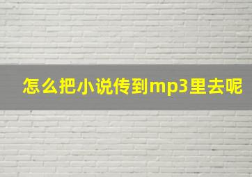 怎么把小说传到mp3里去呢