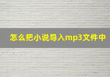 怎么把小说导入mp3文件中