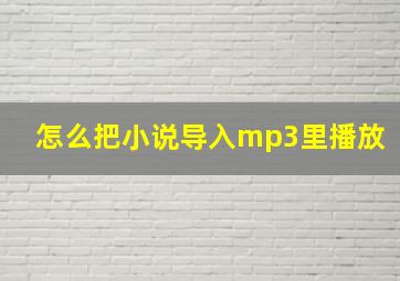 怎么把小说导入mp3里播放