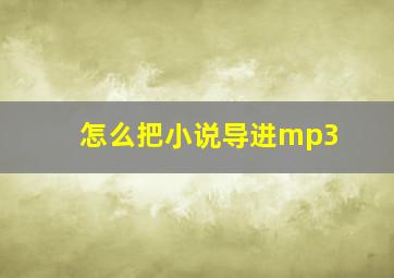 怎么把小说导进mp3