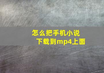 怎么把手机小说下载到mp4上面