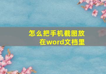 怎么把手机截图放在word文档里