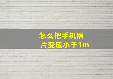 怎么把手机照片变成小于1m