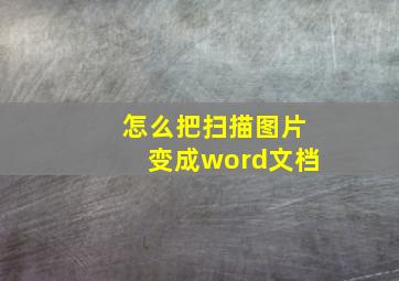 怎么把扫描图片变成word文档