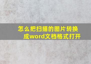 怎么把扫描的图片转换成word文档格式打开