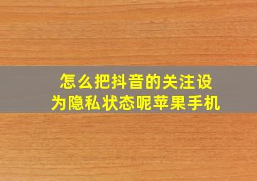 怎么把抖音的关注设为隐私状态呢苹果手机