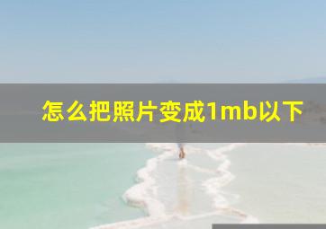 怎么把照片变成1mb以下