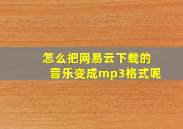 怎么把网易云下载的音乐变成mp3格式呢