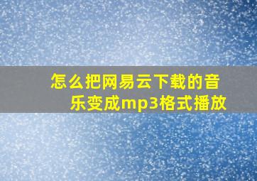 怎么把网易云下载的音乐变成mp3格式播放