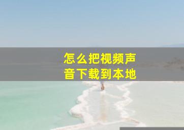 怎么把视频声音下载到本地