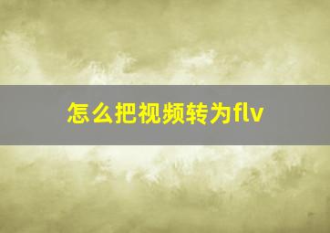 怎么把视频转为flv