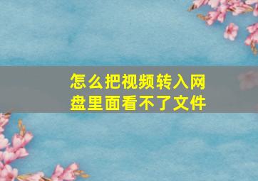 怎么把视频转入网盘里面看不了文件