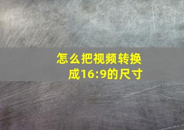 怎么把视频转换成16:9的尺寸