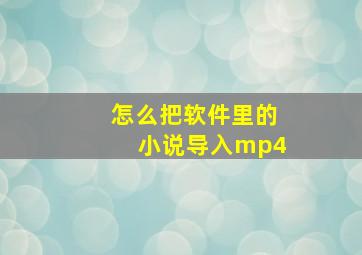 怎么把软件里的小说导入mp4