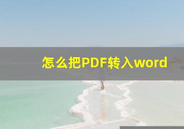 怎么把PDF转入word