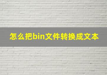 怎么把bin文件转换成文本