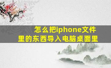 怎么把iphone文件里的东西导入电脑桌面里