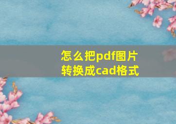 怎么把pdf图片转换成cad格式