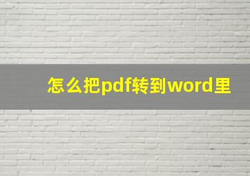 怎么把pdf转到word里