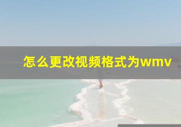 怎么更改视频格式为wmv