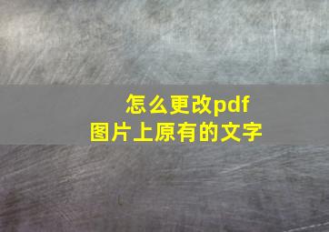 怎么更改pdf图片上原有的文字