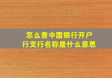 怎么查中国银行开户行支行名称是什么意思