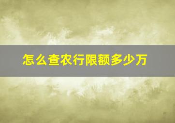 怎么查农行限额多少万