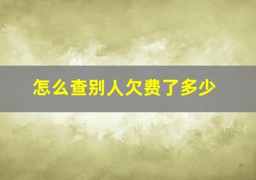 怎么查别人欠费了多少