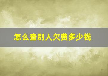 怎么查别人欠费多少钱