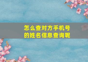 怎么查对方手机号的姓名信息查询呢