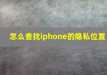 怎么查找iphone的隐私位置