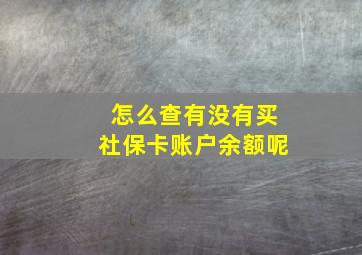 怎么查有没有买社保卡账户余额呢