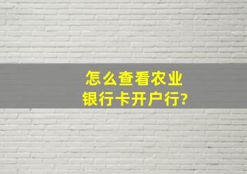 怎么查看农业银行卡开户行?