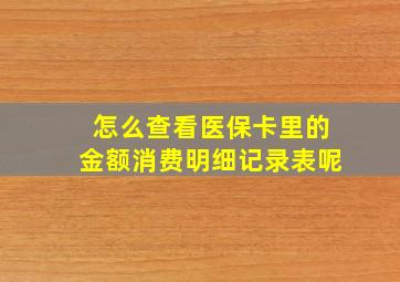 怎么查看医保卡里的金额消费明细记录表呢