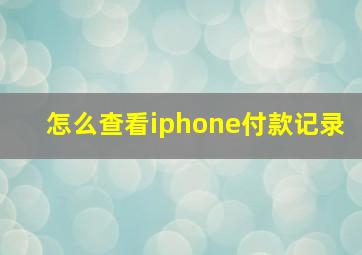 怎么查看iphone付款记录