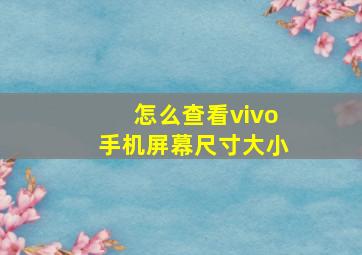 怎么查看vivo手机屏幕尺寸大小