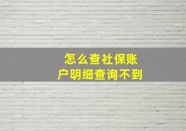 怎么查社保账户明细查询不到