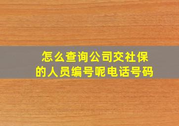 怎么查询公司交社保的人员编号呢电话号码