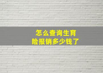 怎么查询生育险报销多少钱了