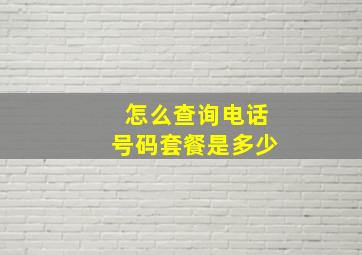 怎么查询电话号码套餐是多少