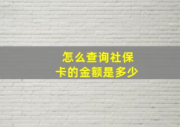 怎么查询社保卡的金额是多少