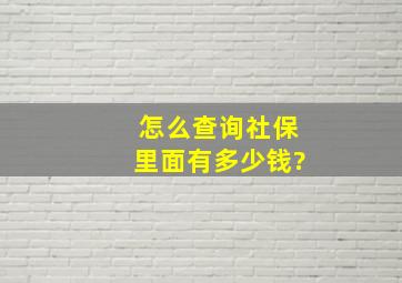 怎么查询社保里面有多少钱?