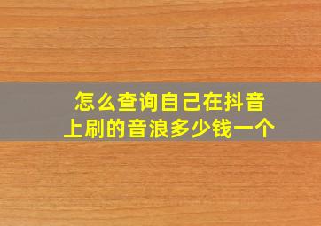 怎么查询自己在抖音上刷的音浪多少钱一个