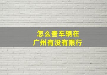 怎么查车辆在广州有没有限行