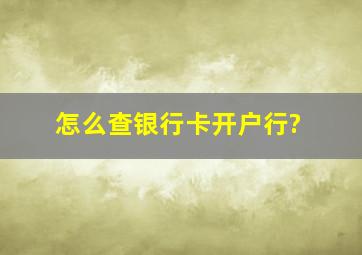 怎么查银行卡开户行?