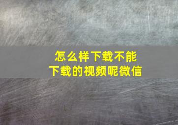 怎么样下载不能下载的视频呢微信