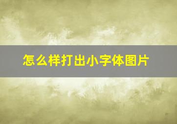 怎么样打出小字体图片