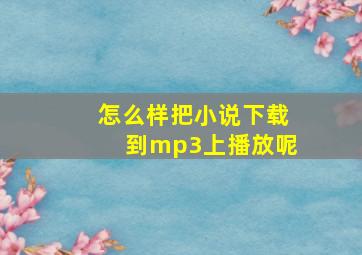 怎么样把小说下载到mp3上播放呢