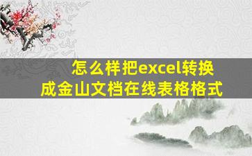 怎么样把excel转换成金山文档在线表格格式